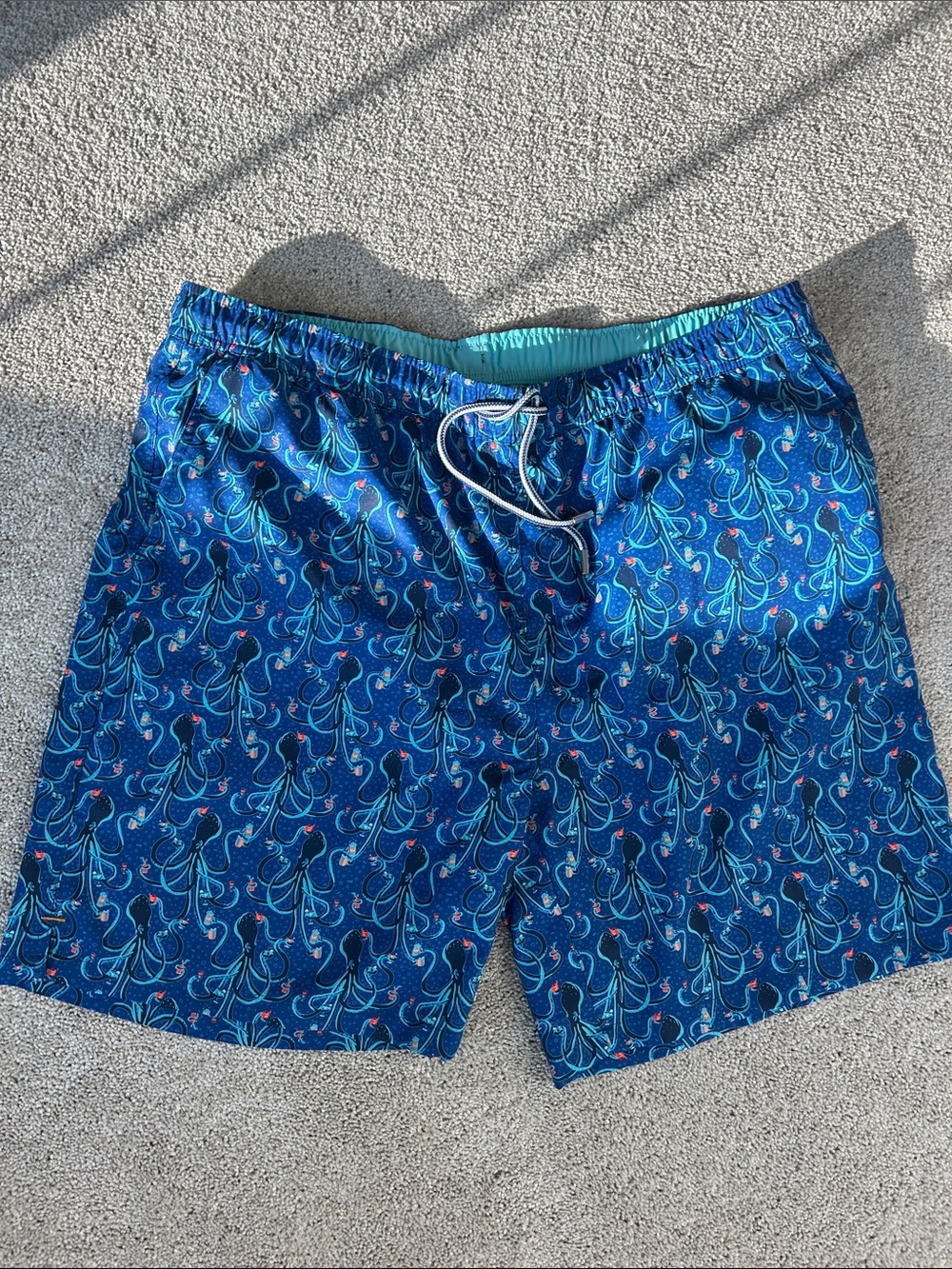 Peter Millar Blue Octopus Print Swim Trunks XL
